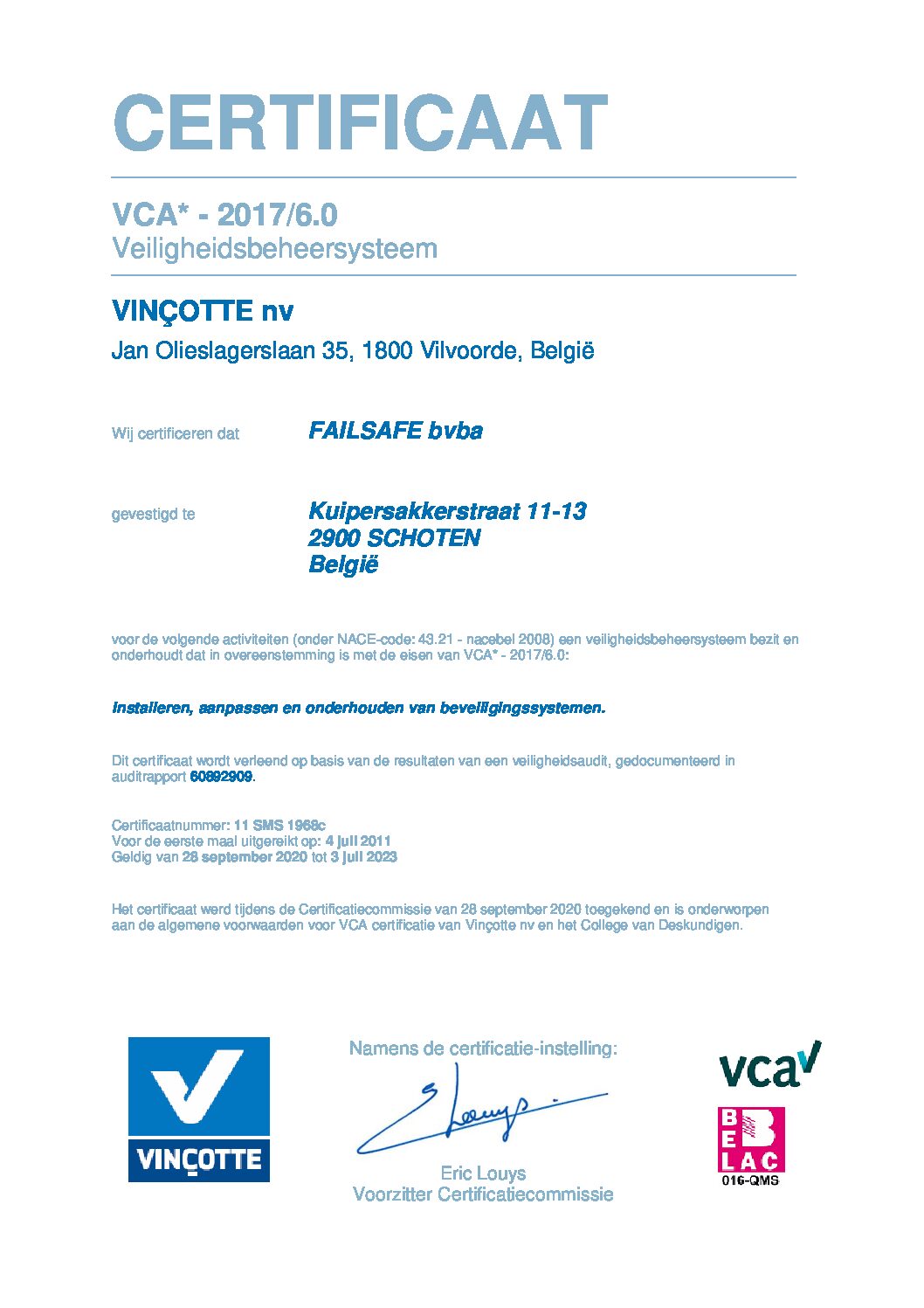 VCA certificaat 2022